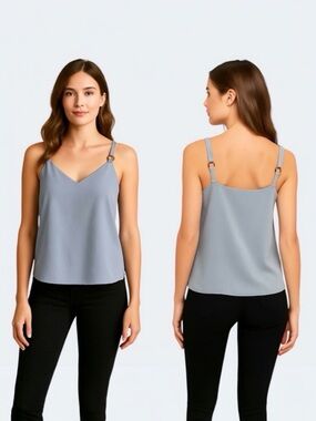 Topshop Light Blue Cami V Neck Tank Ring Strap Detail Size 8